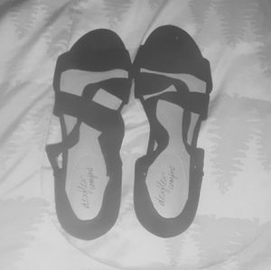 black wedges sandals